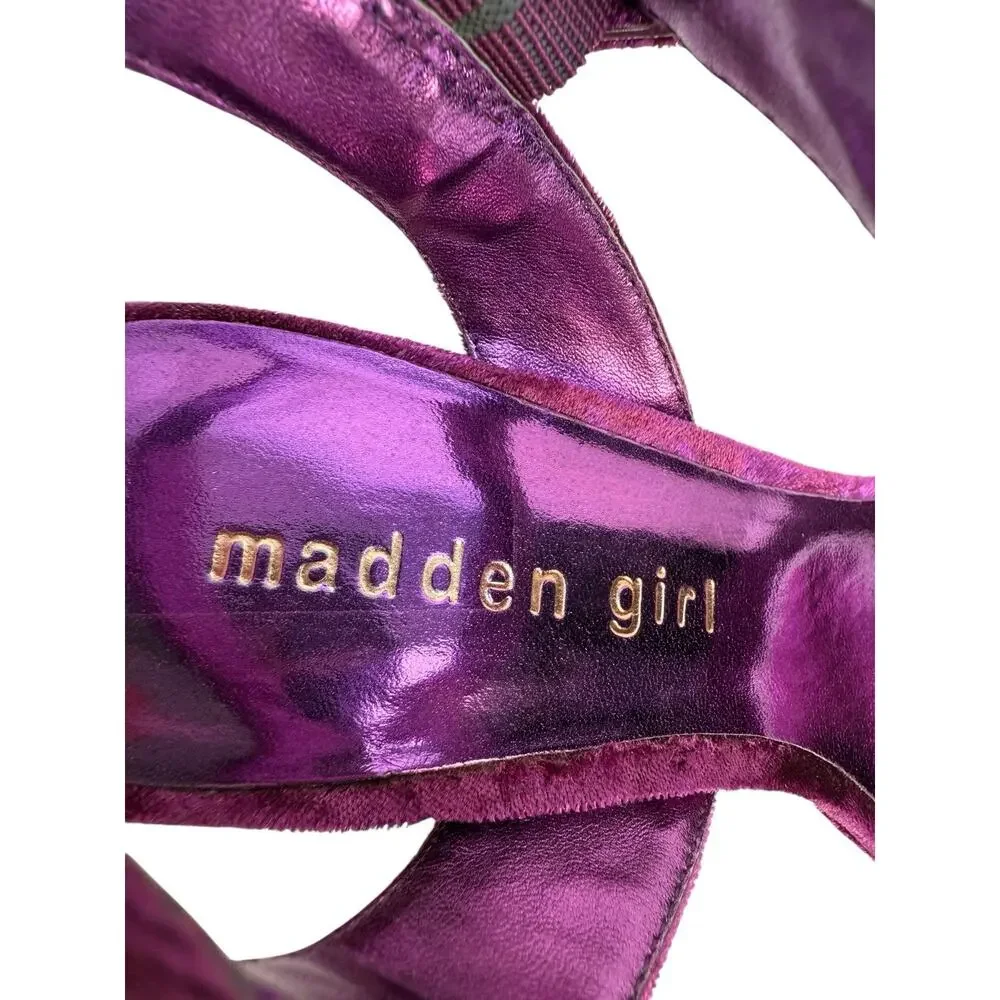 Madden Girl "Rolloo" Women Fuschia Velvet Platform Sandal Size 7.5 M NWOB - Picture 7 of 9